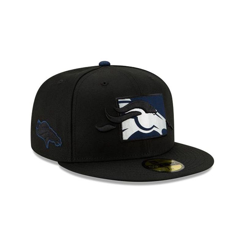 NFL Denver Broncos State Logo Reflect 59Fifty Fitted (TWK7020) - Black New Era Caps